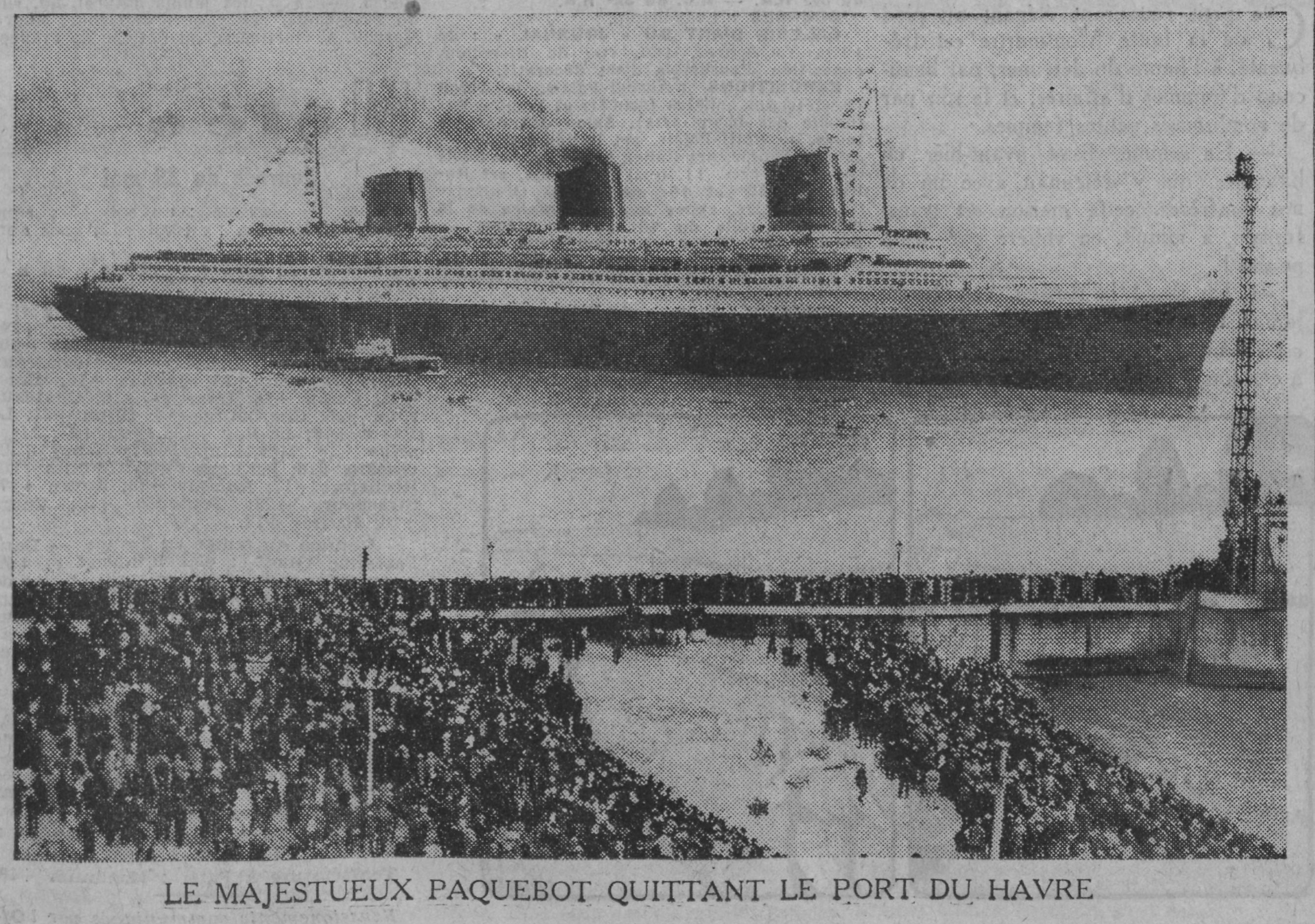 The first cruise of the ocean liner Normandie.